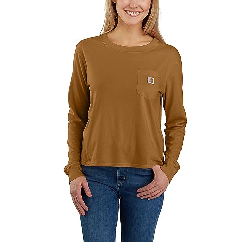 Carhartt Women's Loose Fit Lightweight Long-Sleeve Crewneck Pocket T-Shirt