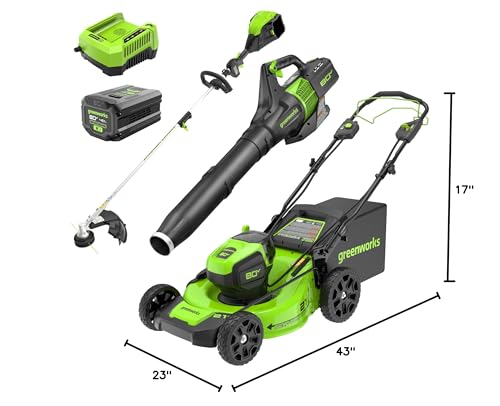 Greenworks 80V 21" Brushless Cordless (Push) Lawn Mower (75+ Compatible Tools), (2) 2.0Ah Batteries and 30 Minute Rapid Charger Included