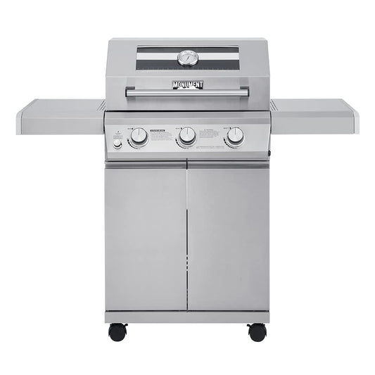Monument Grills Larger 4-Burner Propane Gas Grills bbq Stainless Steel Heavy-Duty Cabinet Style with Knob Controls Side Burner, Outdoor Use, Mesa 400m