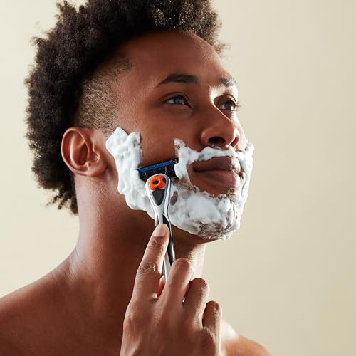 Amazon Basics 5-Blade MotionSphere Men's Razor with Dual Lubrication and Precision Trimmer, 17 Piece Set, 1 Handle & 16 Cartridges, Black