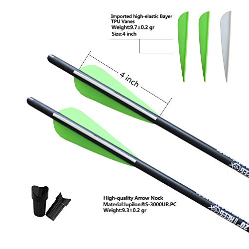 REEGOX Crossbow Bolts 16/18/20 inch Bio Crossbow Arrows with Moon Nocks and Removable Tips (Pack of 12)