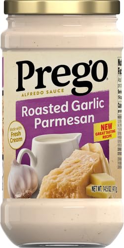 Prego Alfredo Pasta Sauce with Roasted Garlic and Parmesan Cheese, 14.5 oz Jar