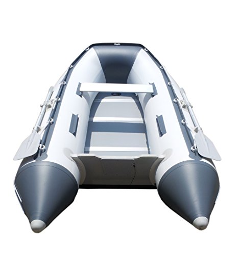 10ft 6in Newport Model Inflatable Dinghy Boat Transom Sport Tender - 5 Person - 15HP USCG Rated, White/Gray