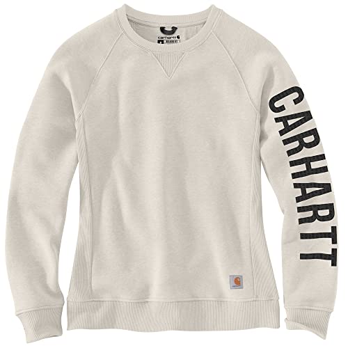 Carhartt Women's Relaxed Fit Midweight Crewneck Block Logo Sleeve Graphic Sweatshirt