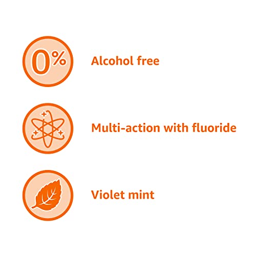 Amazon Basics Anticavity Fluoride Mouthwash, Alcohol-Free, Violet Mint Flavor, Cavity Prevention, 1 Liter (33.8 Fluid Ounces), 1-Pack (Previously Solimo)