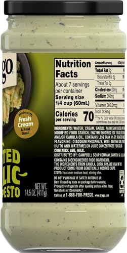 Prego Creamy Roasted Garlic Pesto Pasta Sauce, 14.5 oz Jar