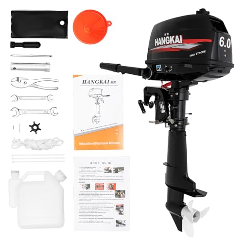 4 Stroke Outboard Motor, 123CC 6.5HP Boat Motor Boat Engine Motor, Heavy Duty Outboard Boat Motor Inflatable Marine Fishing Boat Yacht Engine (Fuel tank and Hoses Not Included)