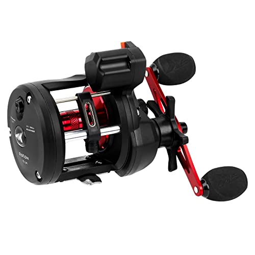 KastKing ReKon Round Baitcasting Fishing Reel, Saltwater Inshore Surf Trolling Reel, Up to 30LBS Powerful Max Drag, Conventional Reel for Catfish, Musky, Bass, Durable Graphite Frame for Saltwater
