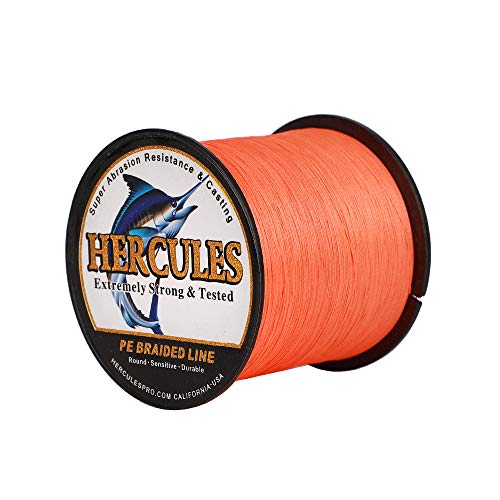 HERCULES Cost-Effective Super Cast 8 Strands Braided Fishing Line 10LB to 300LB Test for Salt-Water,109/328/547/1094 Yards(100M/300M/500M/1000M),Diam.#0.12MM-1.2MM,Hi-Grade Performance,Variety Colors