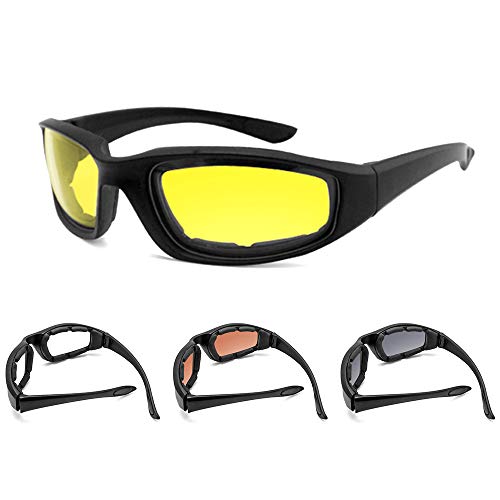 3 Pair Motorcycle Riding Glasses Padding Goggles UV Protection Dustproof Windproof Motorcycle Sunglasses for Outdoor Actives