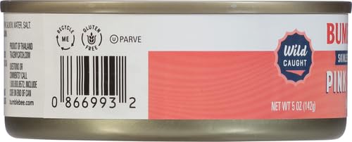 Bumble Bee Canned Pink Salmon, 14.75 oz Cans (Pack of 12) - Premium Wild Caught Salmon with Skin & Bones - 18g Protein per Serving - MSC Certified Sustainable Seafood, Non-GMO, Gluten Free, Kosher