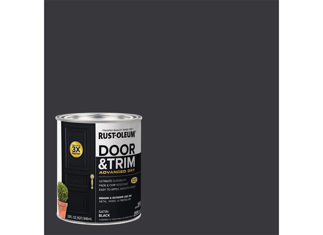 Rust-Oleum 369383 Advanced Dry Door & Trim Paint, Quart, Satin Black