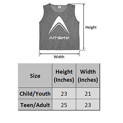 Athllete Youth & Adult Soccer Pinnies, Mesh Practice Jerseys, 12 Pennies for Sports