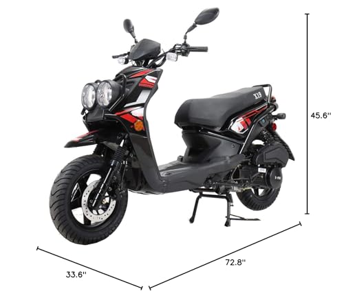 X-PRO 150cc Adult Moped Street Gas Moped 150cc Bike with 12" Aluminum Wheels (Black)