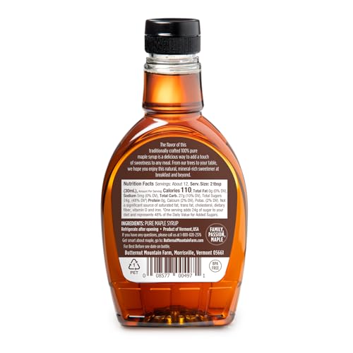 Butternut Mountain Farm Pure Vermont Maple Syrup, Grade A, Dark Color, Robust Taste, All Natural, Easy Pour, 32 Fl Oz, 1 Qt (Prev Grade B)
