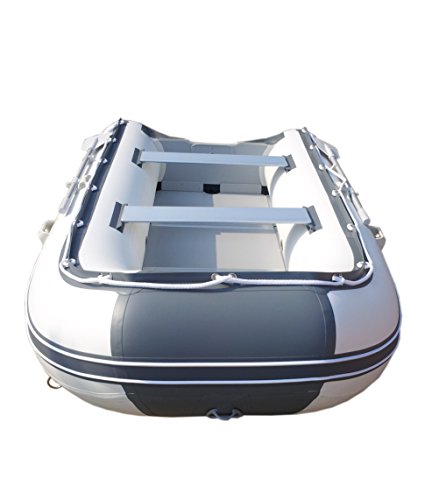10ft 6in Newport Model Inflatable Dinghy Boat Transom Sport Tender - 5 Person - 15HP USCG Rated, White/Gray