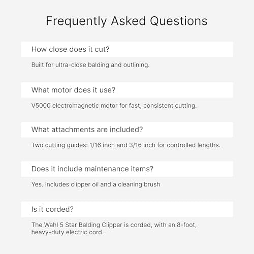 Wahl Professional 5 Star Balding Clipper, Corded V5000 Electromagnetic Motor, for Ultra-Close Trimming