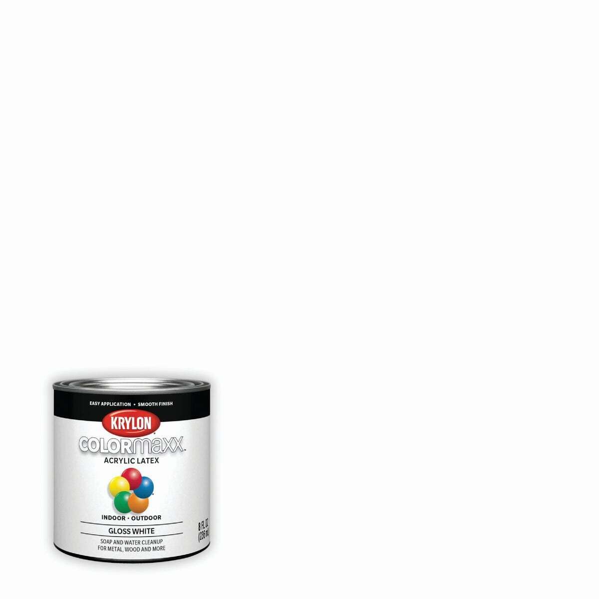 Krylon K05615007 COLORmaxx Acrylic Latex Brush On Paint for Indoor/Outdoor Use, ½ Pint, Satin White