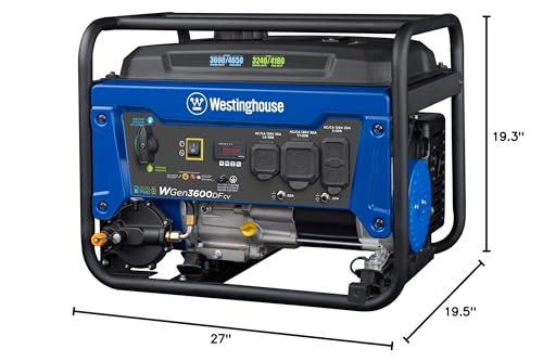 Westinghouse 4650 Peak Watt Dual Fuel Portable Generator, RV Ready 30A Outlet, Gas & Propane Powered, CO Sensor
