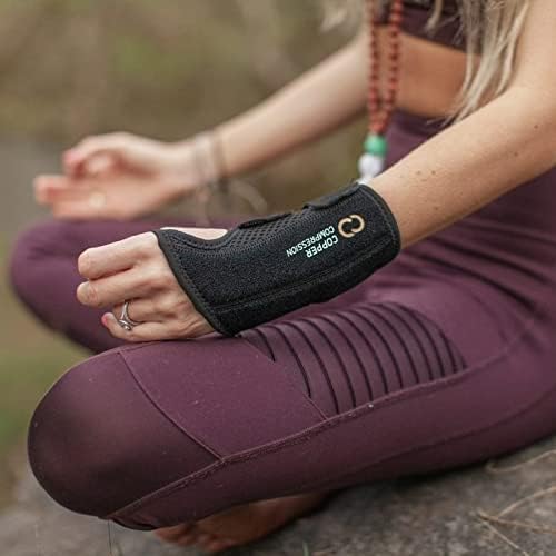 Copper Compression Advanced Wrist Brace - Copper Infused Adjustable Orthopedic Support Splint for Pain, Carpal Tunnel, Arthritis, Tennis Elbow, Tendinitis, RSI, Ganglion Cyst for Men Women Left L/XL