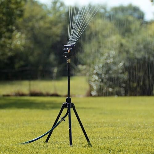 Melnor 65131AMZ MiniMax Turbo Oscillator Sprinkler, 4000 sq. ft., 4-Way Adjustable, Quick Connect Bundle, Black, Yellow