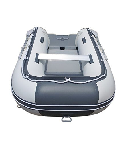 10ft 6in Newport Model Inflatable Dinghy Boat Transom Sport Tender - 5 Person - 15HP USCG Rated, White/Gray