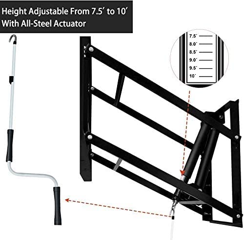KATOP Basketball Hoop Wall Mount Garage with a 60''x36'' Tempered Glass Backboard, Pre Installed Pads and Heavy Duty Basketball Rim and Net, Effortlessly Height Adjustable from 7.5’’ to 10’’
