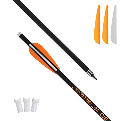REEGOX Crossbow Bolts 16/18/20 inch Bio Crossbow Arrows with Moon Nocks and Removable Tips (Pack of 12)