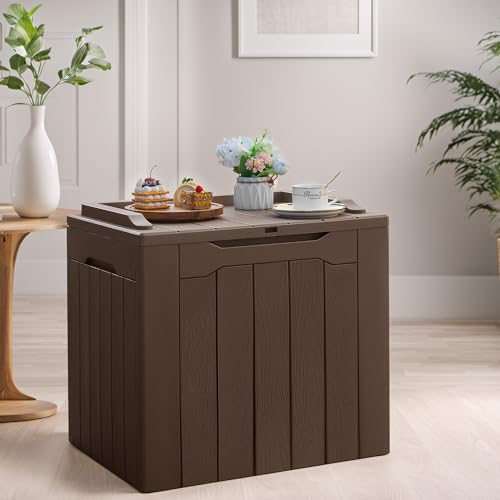 Devoko 100 Gallon Waterproof Large Resin Deck Box Indoor Outdoor Lockable Storage Container for Patio Furniture Cushions Garden Tools (100 Gallon, Black)