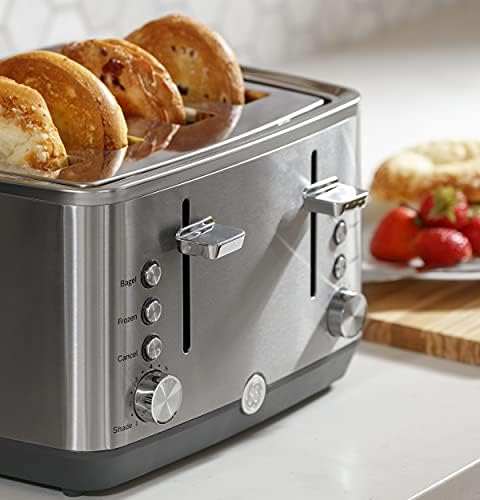 GE 2 Slice Stainless Steel Toaster, Extra Wide Slots for Toasting Bagels, Breads, Waffles & More, 7 Adjustable Shade Settings, Removable Crumb Tray, Countertop Kitchen Essentials, 850 Watts