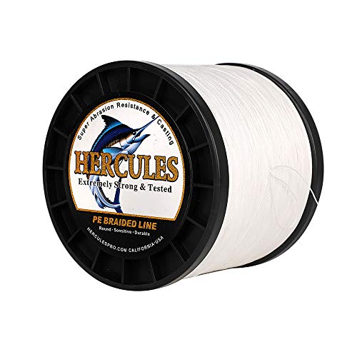 HERCULES Cost-Effective Super Cast 8 Strands Braided Fishing Line 10LB to 300LB Test for Salt-Water,109/328/547/1094 Yards(100M/300M/500M/1000M),Diam.#0.12MM-1.2MM,Hi-Grade Performance,Variety Colors