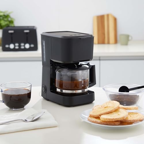Amazon Basics Coffee Makers, 12-Cup Coffee Machines with Reusable Filter, Coffee Pots, Black & Stainless Steel