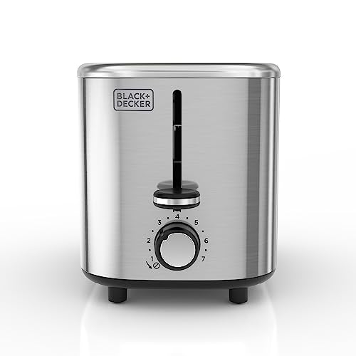 BLACK+DECKER 2-Slice Toaster, T2569B, Extra Wide Slots, 6 Shade Settings, 850 Watts, Crumb Tray, Cancel Button