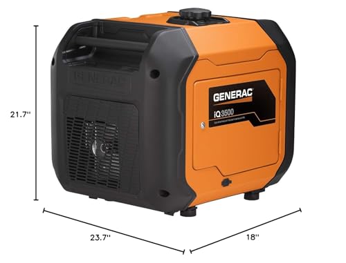 Generac 3,300-Watt Gas-Powered Portable Inverter Generator - Lightweight Design - USB Ports for Mobile Device Charging - COsense Technology - Perfect for Home use - Orange/Black