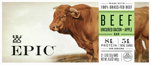 EPIC Bars, Venison Sea Salt and Pepper Bar, Keto Friendly, Whole30 Approved, Gluten Free, 12 Count, 15.6 oz