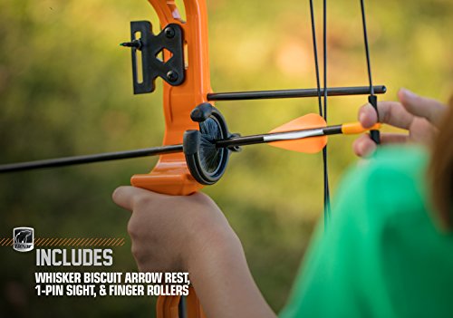 Bear Archery Brave Bow Set for Youth, Recommended Ages 8-12, Right Handed, Continuous Draw Weight Up to 25 lb., Continuous Draw Length Up to 19.5-inches