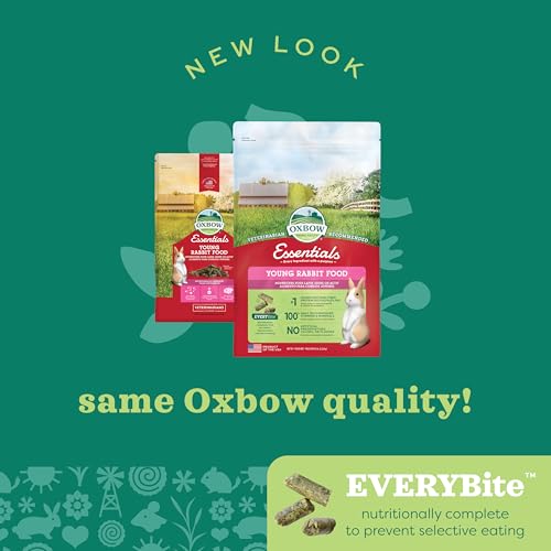 Oxbow Essentials Rabbit Food, Adult, Made with Oxbow Timothy Hay for Rabbit, Pet Pellets with Vitamins & Minerals, Small Animal Pet Products, Bunny Food, Made in USA, High Fiber, 10 lb. bag