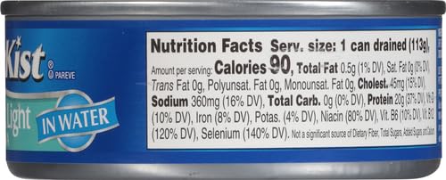 StarKist Chunk Light Tuna in Water, 5 oz (8 Pack) Canned Tuna Fish, Wild Caught, Gluten Free, Ready to Eat, Perfect for Salads, Keto Meals and Snacks, with 20g Protein & 90 Calories Per Serving