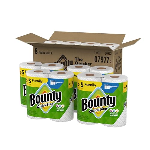 Bounty Paper Towels Quick Size, White, 16 Family Rolls = 40 Regular Rolls (Packaging May Vary)