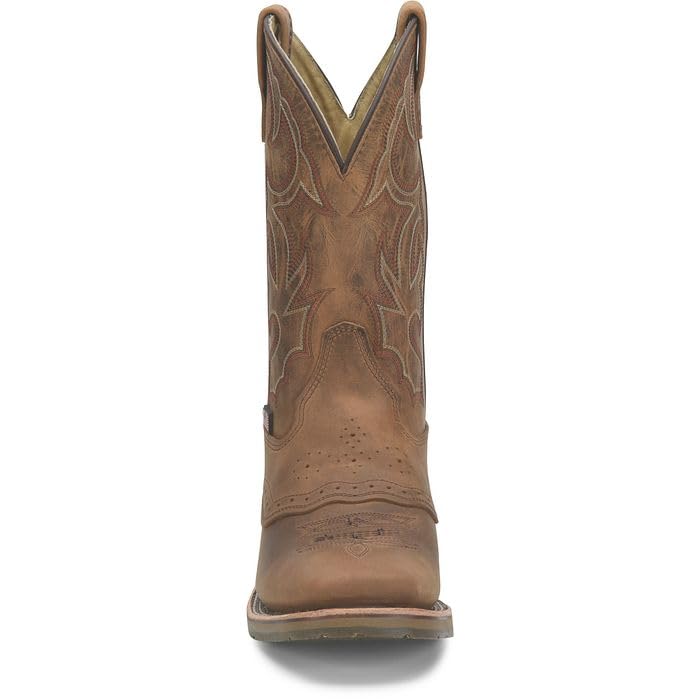 DOUBLE-H 11" Jase Square Toe Western Boots for Men - Texon Insole with Cork Inlay, Oil- and Slip-Resistant I.C.E. Outsole, EH-Rated and Made in USA