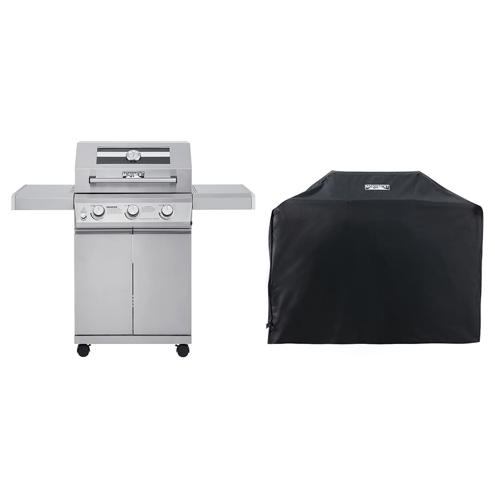 Monument Grills Larger 4-Burner Propane Gas Grills bbq Stainless Steel Heavy-Duty Cabinet Style with Knob Controls Side Burner, Outdoor Use, Mesa 400m