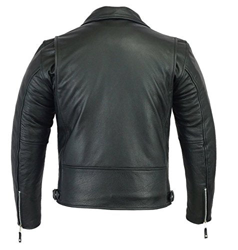 A&H Apparel - Men's Motorcycle Genuine Cowhide Leather Jacket: Classic Style in Genuine Cowhide Leather with Zip-Out Lining (Black, Medium)