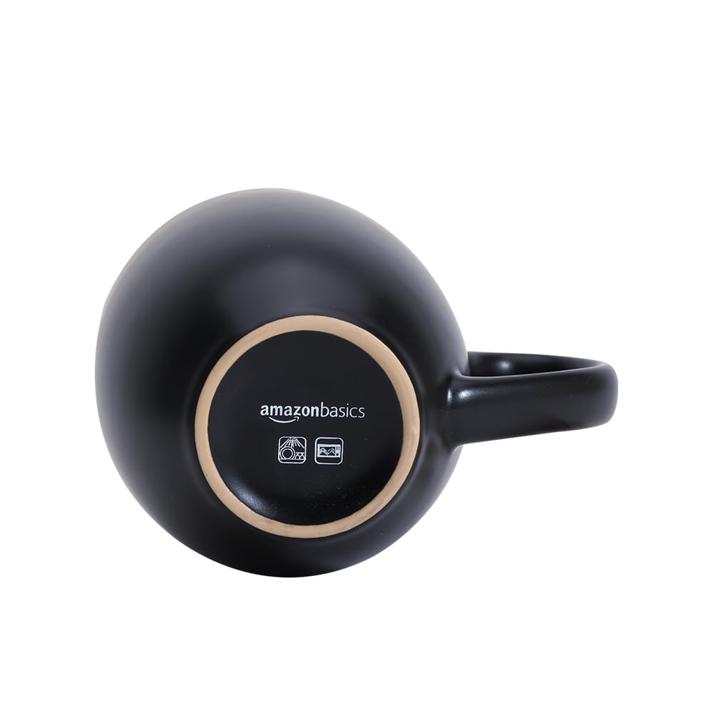 Amazon Basics 12-pack Matte Black Ceramic Coffee Mug, 16 ounces, Microwave-Safe, Stoneware, Commercial-grade