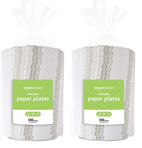 Amazon Basics Everyday Paper Plates, 8.62 Inch, Disposable, 200 Count