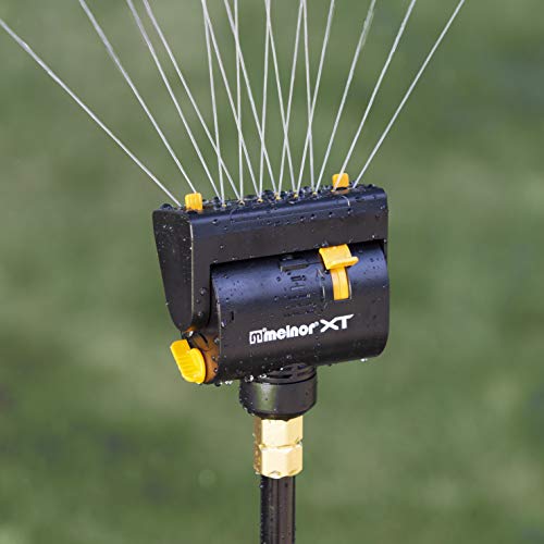 Melnor 65131AMZ MiniMax Turbo Oscillator Sprinkler, 4000 sq. ft., 4-Way Adjustable, Quick Connect Bundle, Black, Yellow