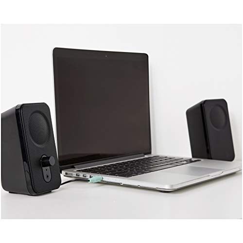 Amazon Basics AC-Powered Computer Speakers for Desktop or Laptop PC with Volume Control, Headphone Jack, Black (US Version)