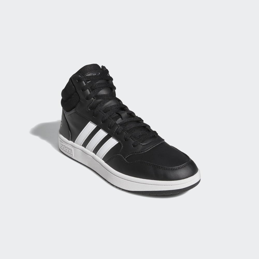 adidas Men's Hoops 3.0 Mid Top Basketball Shoe, Black/White/Grey Six, 11