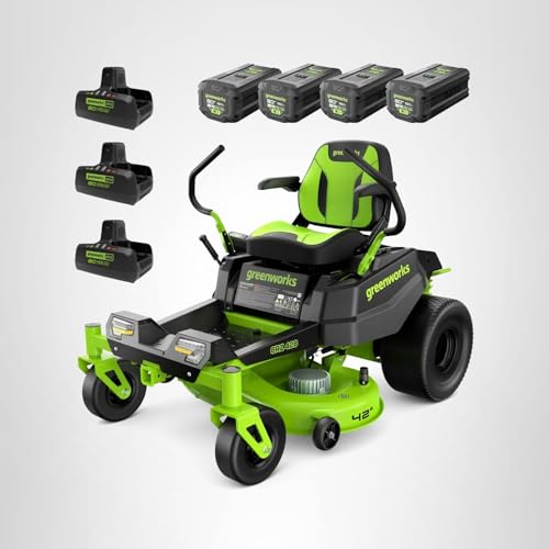 Greenworks 80V 42" CROSSOVERZ Zero Turn Lawn Mower, (4) 5.0Ah Batteries and (600W) Plug in Charger