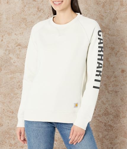 Carhartt Women's Relaxed Fit Midweight Crewneck Block Logo Sleeve Graphic Sweatshirt