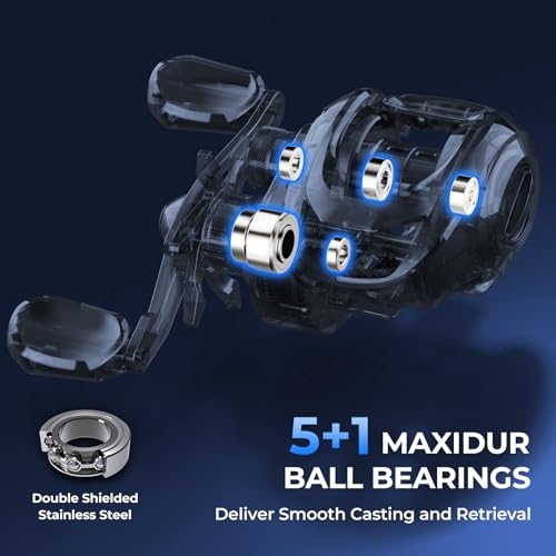 KastKing Centron Lite Travel Baitcasting Fishing Rod and Reel, 6'0" M Left Handed Reel Spinning